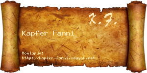 Kapfer Fanni névjegykártya